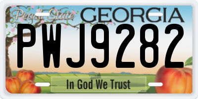 GA license plate PWJ9282