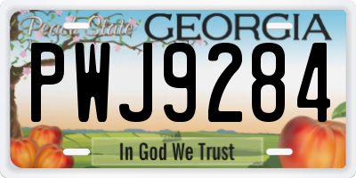 GA license plate PWJ9284