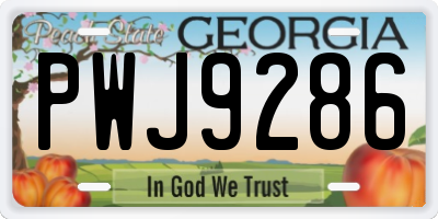 GA license plate PWJ9286