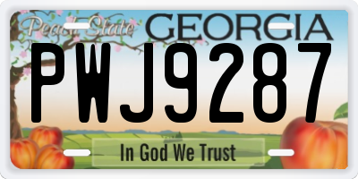 GA license plate PWJ9287