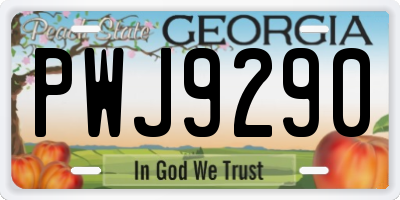 GA license plate PWJ9290