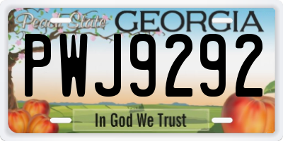 GA license plate PWJ9292