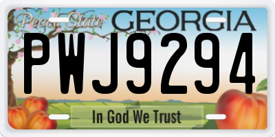 GA license plate PWJ9294