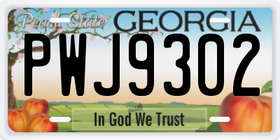 GA license plate PWJ9302
