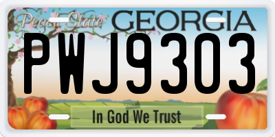GA license plate PWJ9303