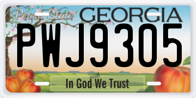 GA license plate PWJ9305