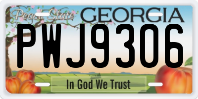 GA license plate PWJ9306