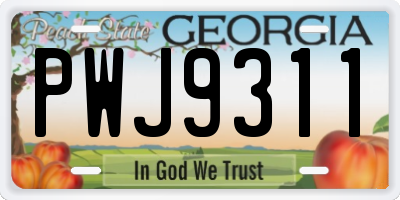GA license plate PWJ9311