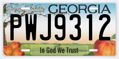 GA license plate PWJ9312