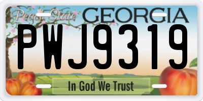 GA license plate PWJ9319