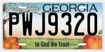 GA license plate PWJ9320