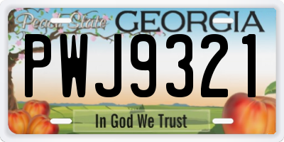 GA license plate PWJ9321