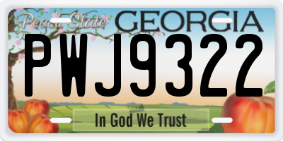 GA license plate PWJ9322