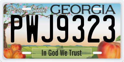 GA license plate PWJ9323