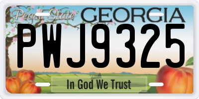 GA license plate PWJ9325