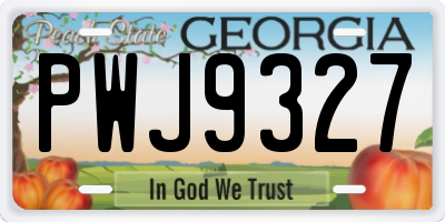 GA license plate PWJ9327