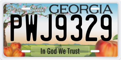 GA license plate PWJ9329
