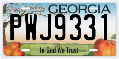 GA license plate PWJ9331