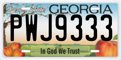 GA license plate PWJ9333