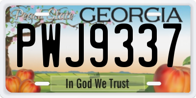GA license plate PWJ9337