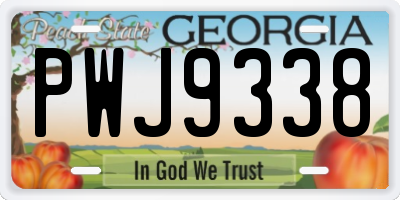 GA license plate PWJ9338