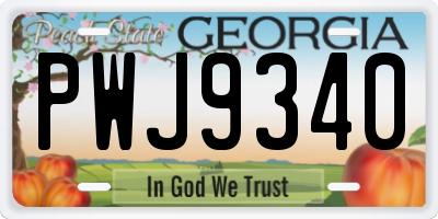GA license plate PWJ9340