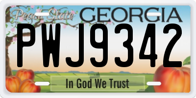 GA license plate PWJ9342