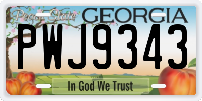 GA license plate PWJ9343