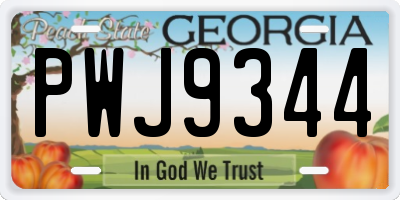 GA license plate PWJ9344