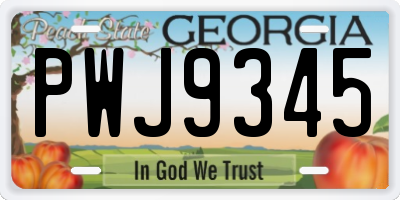 GA license plate PWJ9345