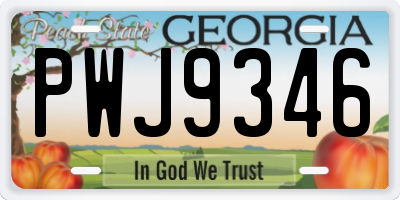 GA license plate PWJ9346