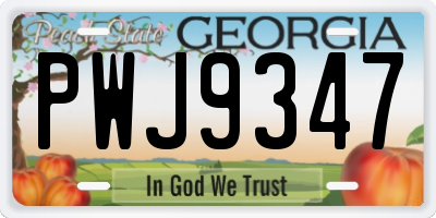 GA license plate PWJ9347