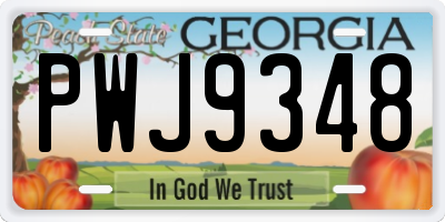 GA license plate PWJ9348