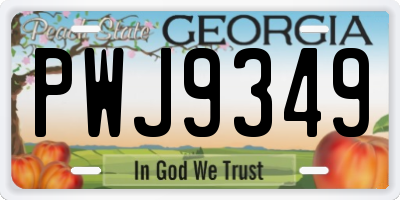 GA license plate PWJ9349