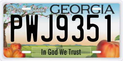 GA license plate PWJ9351