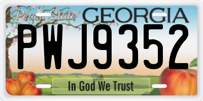 GA license plate PWJ9352