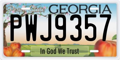 GA license plate PWJ9357