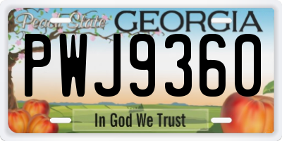 GA license plate PWJ9360