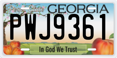 GA license plate PWJ9361