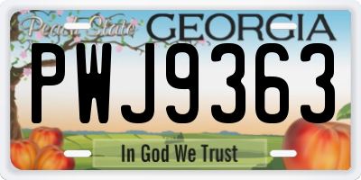 GA license plate PWJ9363