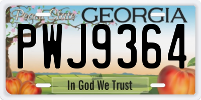GA license plate PWJ9364