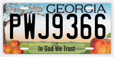 GA license plate PWJ9366