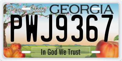 GA license plate PWJ9367
