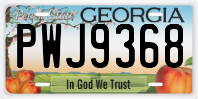 GA license plate PWJ9368