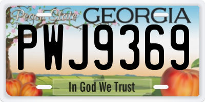 GA license plate PWJ9369