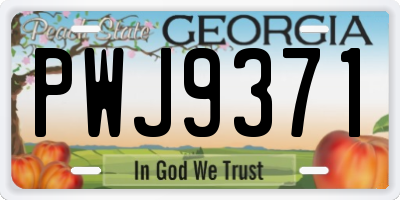 GA license plate PWJ9371