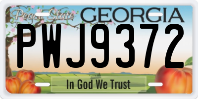 GA license plate PWJ9372