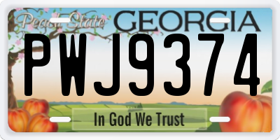 GA license plate PWJ9374