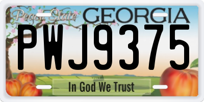 GA license plate PWJ9375