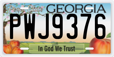 GA license plate PWJ9376